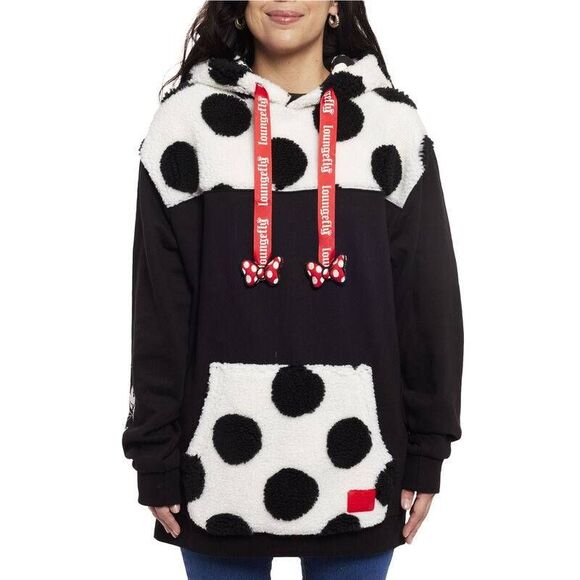 NWT Loungefly Disney 3X Minnie Mouse Rocks The Dots Classic Sherpa Hoodie - Picture 1 of 7